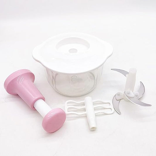 Manual vegetable Cutter Chopper, food processor Large 1.5L Bowl Effortless Meat Mincer Fruits and Herbs Chopper Garlic Onion Hand Press Manual Food Chopper (Pink)