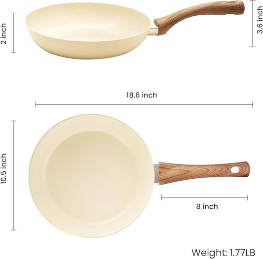 ZHANG XIAO QUAN SINCE 1628 Frying Pan 10 Inch, Non Toxic 10 Inch Skillet Nonstick, Omelette Ceramic Coated Frying Wok for Induction, Electric Stove and Gas Cooktops