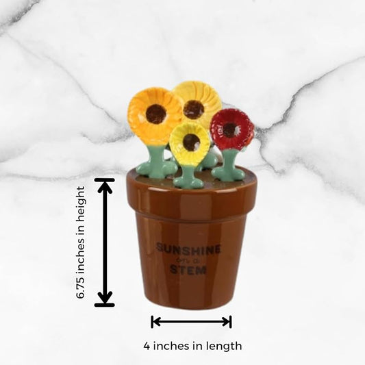 Young's Inc Sunflower Ceramic Measuring Cups Set – 4-Piece Decorative Baking Cups | Nesting Kitchen Gift, Dishwasher & Microwave Safe