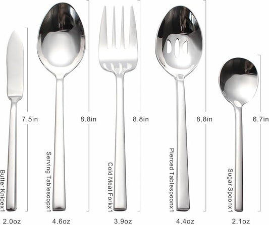 Silverware Set for 8,45 Pieces Forged Stainless Steel Flatware Set Cutlery Set,Heavy Duty and Modern Desgin,Fancy Tableware Cutlery Set for Home,Restaurant (Silver Cube 45)