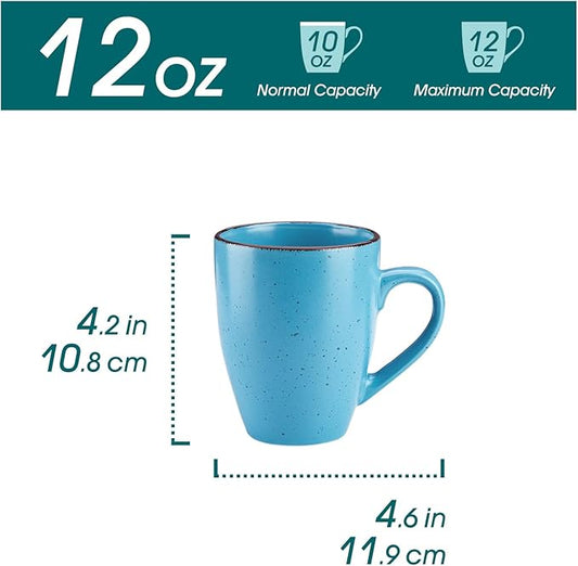 vancasso Moda Ceramic Coffee Mug Set for Cappuccino, Latte, Tea, Microwave and Dishwasher, Assorted Colors 1.7-355ml
