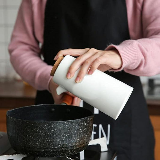 DOITOOL Oil and Vinegar Dispenser Bottle Set, White Ceramic Olive Oil or Soy Sauce Dispenser Set for Kitchen, Procelain Oil Dispenser Cruet, Ceramic Liquid Condiment Dispenser of 2 with Tray