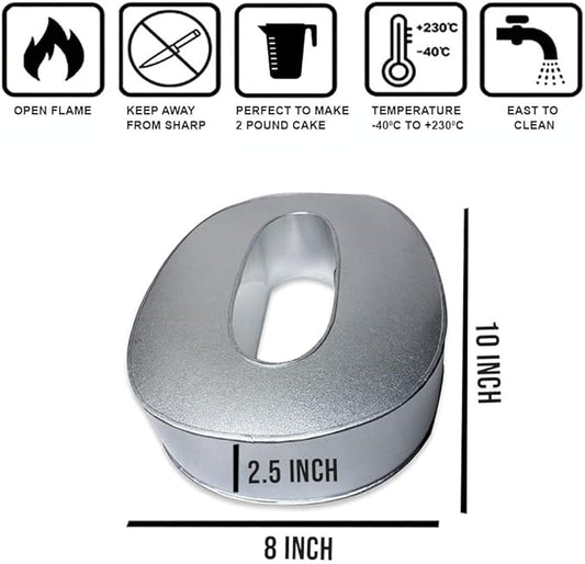 0-9 Number Individual Cake tins 10x8x2.5 Inches for Baking and Birthday, Wedding Anniversary & Parties, Metallic Cake molds (Number 0)