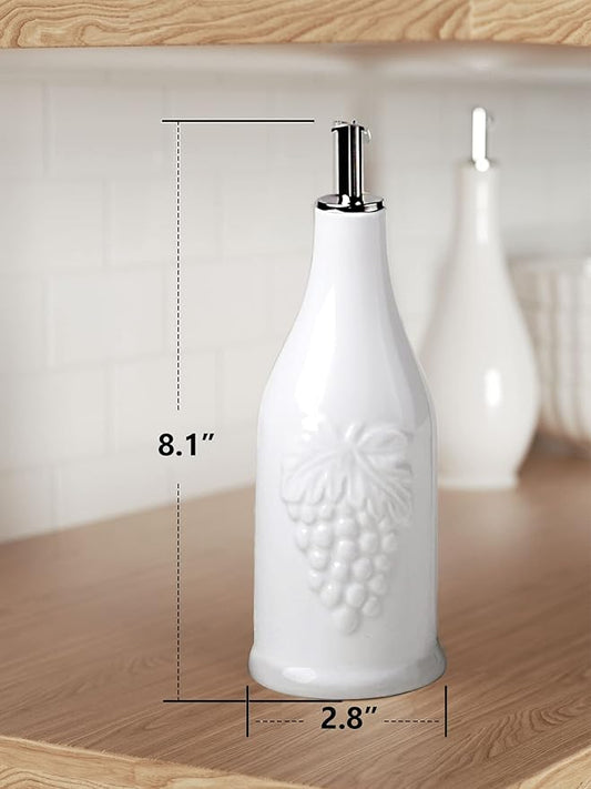 Ceramic Oil & Vinegar Dispenser Set, 12 oz/350ml, 2 Pack, Dripless Spout, Porcelain, Reusable, Cooking