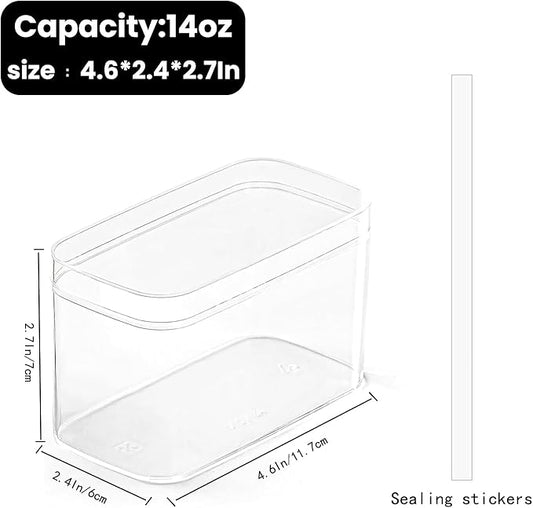 50 Pack 14OZ Rectangle Clear Plastic Dessert Cups with Lids and Stickers Disposable Fruit Cups for Dessert,Tiramisu container with lid,Cupcake,Parfait,Pudding,Iced Cold Drinks,Snacks,Fruits