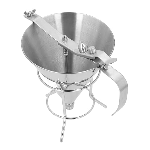 Confectionery Funnel with Stand Stainless Steel Baking Funnel Cake Decorating Tool for Home Commercial Kitchen