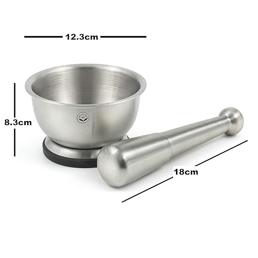 NewlineNY Stainless Steel Hand Masher & Bowl, Mortar and Pestle Set
