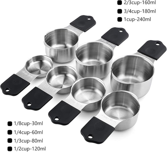Magnetic Measuring Cups Set of 7 Stainless Steel Measuring Cups Kitchen Measuring Tools for Dry and Liquid Ingredients