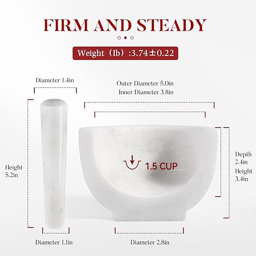 Koville Marble Mortar and Pestle Set, 5"-1.5 Cups Grinder Bowl for Guacamole, Salsa, Pill Crusher, Spice, Herb, Garlic, Nut, Heavy Duty Grinder for Kitchen(Namib Fantasy)