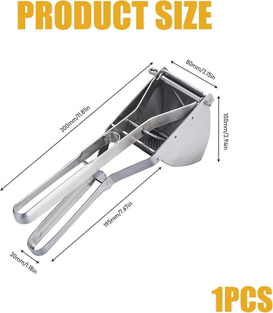 Heavy Duty Potato Ricer Stainless Steel, 20oz Large Capacity Mashed Potato Masher with Many Holes, Manual Professional Ricer Kitchen Tool for Fruit Juice Purees Vegetables (1Pcs)