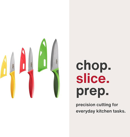 Zyliss 3 Piece Knife Value Set - Kitchen Knife Set - Kitchen Knife Set with Sheath Covers - Includes Paring, Serrated Paring & Utility Knives - Stainless Steel