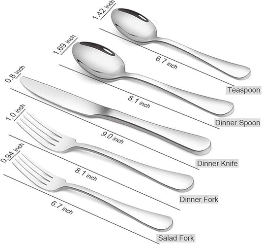 Silverware Set, Briout Flatware Set Service for 4 Stainless Steel Cutlery Set 20 Piece Include Upgraded Knife Spoon Fork Mirror Polished, Dishwasher Safe