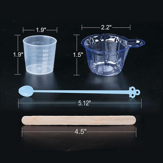 LET'S RESIN Epoxy Mixing Cups Kit,200Pcs, Plastic, 30ml Disposable Measuring Cups,50 Wooden Stirring Sticks for Paint Mixing, Jewelry Making