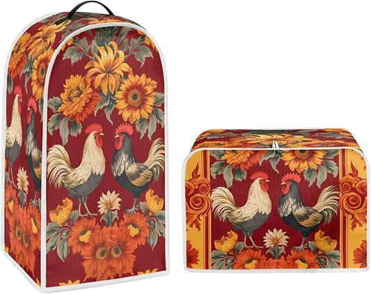 Rooster Kitchen Blender Dust Cover Sunflower Bread Maker Toaster Protector Lightweight Coffee Maker Appliance Covers Size M