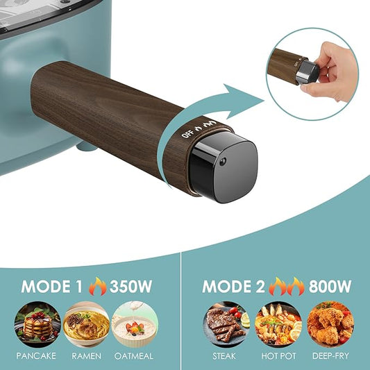 2L Electric Pot with Steamer, Portable Hot Pot Electric with Upgrade Titanium Nonstick Coating for Dorm, Office, Travel, Multi Cooker Pot for Ramen, Soup, Oatmeal (Tongs Included)