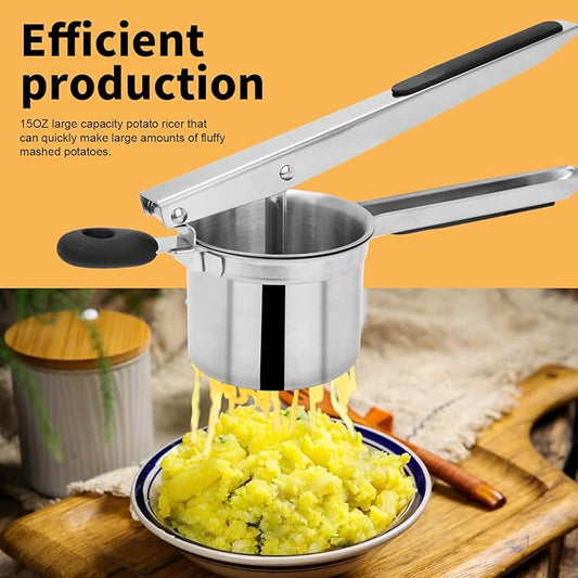 Large 15oz Potato Ricer with 3 Interchangeable Discs, Heavy Duty Stainless Steel Ricers for Mashed Potatoes, Sweet Potato Masher Kitchen Tool with Ergonomic Handle, Spaetzle Maker