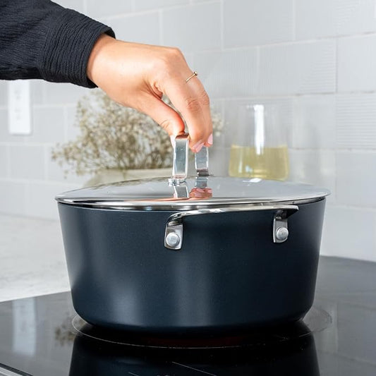 Alva Maestro Cookware Set 9-Piece Set - Nonstick Ceramic Pans and Pots - Oven Safe, Easy to Clean and Made without PFAS, PFOA & PTFE - Induction & All Stovetop Compatible with Even Heat Distribution