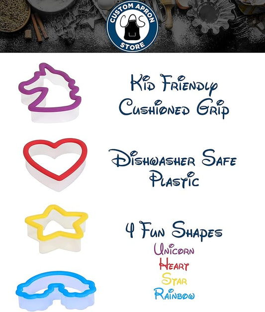 Personalized Kids Apron and Cookie Cutter Bundle | Includes: Custom Chef Apron for Kids | 4 Cookie Cutters