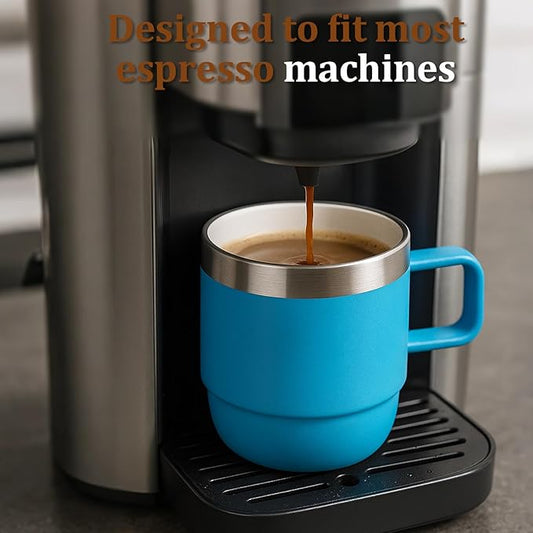 Zenbo 6 oz Espresso/Coffee Mug with Handle, Double Wall Vacuum Insulated 18/8 Stainless Steel Ceramic Lined Cups, Coffee, Tea, Hot & Cold Drinks, No Sweat, Dishwasher Safe(Lilac-2Pack)