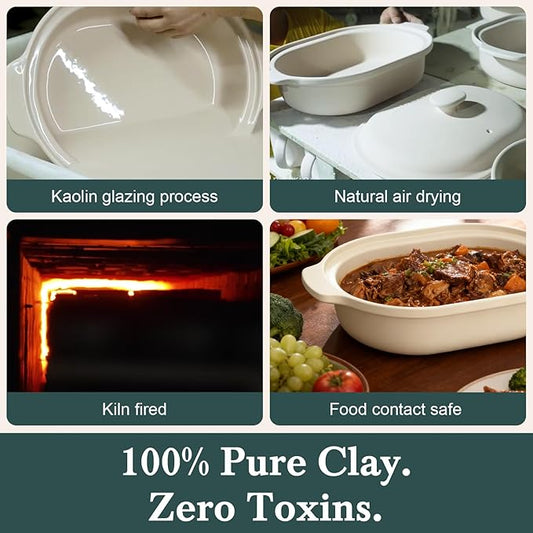 MAGNIFIQUE 4 Quart Programmable Casserole Slow Cooker, 8-in-1 Multi Cooker with Removable Non-Toxic Stoneware Crock, Claypot Slow Cooker, Rice-cooking, Nonstick, Oven Safe Pot to 450°F, Oatmeal