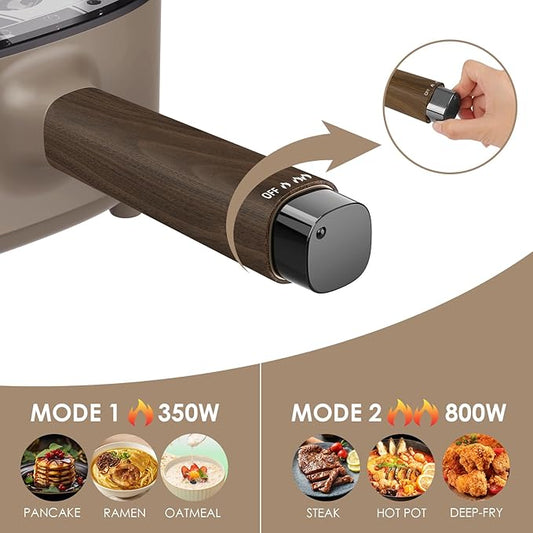 2L Hot Pot Electric with Steamer, Portable Electric Pot with Upgrade Titanium Nonstick Coating for Dorm, Office, Travel, Multi Cooker Pot for Ramen, Soup, Oatmeal (Tongs Included)