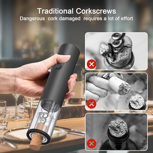 Electric Wine Opener,Rechargeable Automatic Wine Corkscrew with Foil Cutter,Type-C Charging Wine Openers With LED Light For Home Party