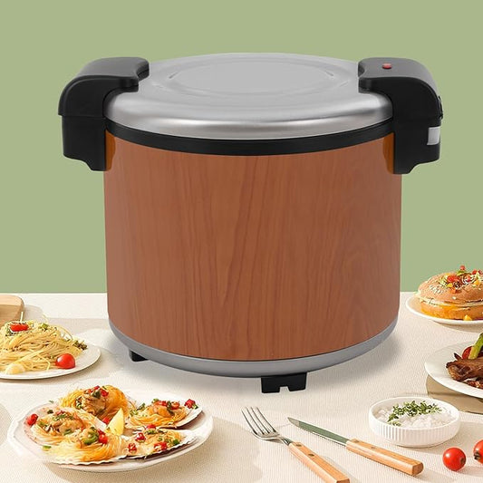 Stainless Steel 50-Cup Rice Warmer with Non-Stick Pot, 6 Gallon Commercial Rice Cookers, Electric Food Warmer for Hours, Ideal for Restaurants, Catering, Parties, Brown (40-50 People)