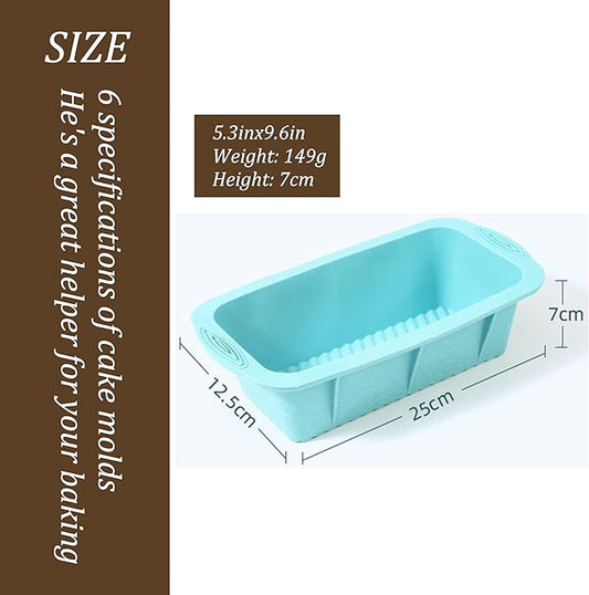Thickened Silicone Bundt Cake Pan and Moldes Para Gelatinas, Heavy Duty Toast Cake Mold for Baking, BPA Free, Mint Green (Rectangle: 5.3inx9.6inx2.7in / 1Pcs)