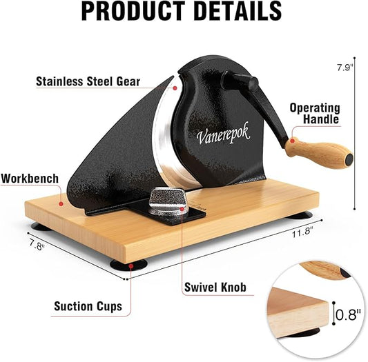Manual Bread Slicer for Homemade Sourdough Bread Versatile Hand Crank Bread Slicer for Sourdough Crusty Bread Etc Stainless Steel Slicers Adjustable Width for Homemade & Commercial Use