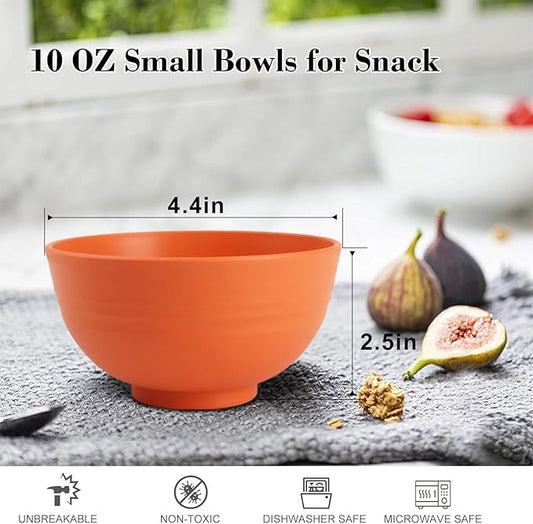 Wrova wheat straw small bowls 10oz set of 8 - Unbreakable Dessert Bowls - Mini Bowl Sets for Ice Cream,Snack and Fruits - Microwave & Dishwasher Safe Appetizer Bowls. Orange