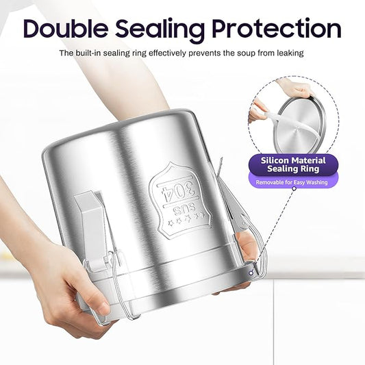 6L Stainless Steel Airtight Canister Rice Cereal Grain Canisters Container Food Oil Sugar Milk Storage Bucket w/Handles+Lid Cylinder Jar for Household Kitchen Bar Restaurants Silver (6L)