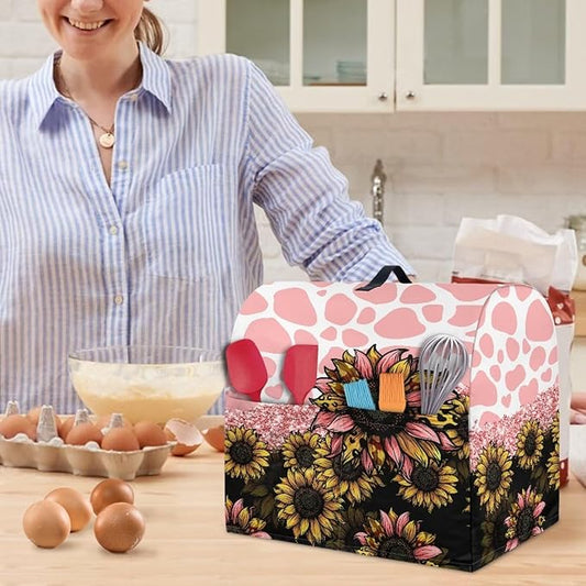 Sunflower Mixer Cover for Kitchen 6-8 Qt Mixer,Pink Small Appliance Dust Stand Covers Stand Mixer Covers Protector Home Kitchen Decor Accessories Universal for Air Fryers,Coffee Makers -L