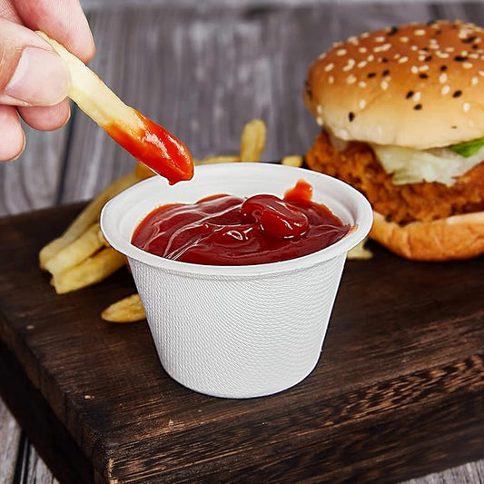 Vplus 800 Pack 4 OZ Disposable Souffle Cups, 100% Compostable Portion Cups, Made From Bagasse Fibe and Bamboo, Perfect For Dips, Food Sample, Jams, Honey, Sauces, Nuts