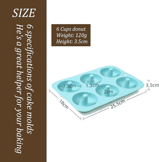 Thickened Silicone Bundt Cake Pan and Moldes Para Gelatinas, Heavy Duty Cake Mold for Baking, BPA Free, Mint Green (Donut 6-Cups / 1Pcs)