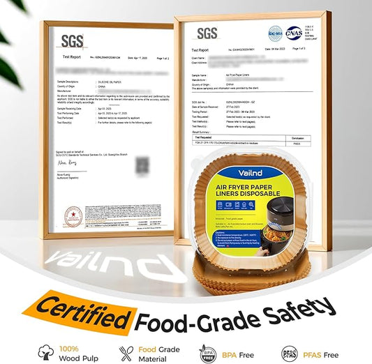 Air Fryer Paper Liners, 125Pcs Parchment Paper, Air Fryer Liners Disposable for Microwave, Non-Stick Air Fryer Liner Square Free of Bleach (8IN)