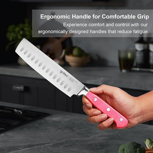 Nakiri Knife, 6.7 Inch, German High Carbon Steel, ABS Handle, Vibrant Colors, Cleaver, Gift Box