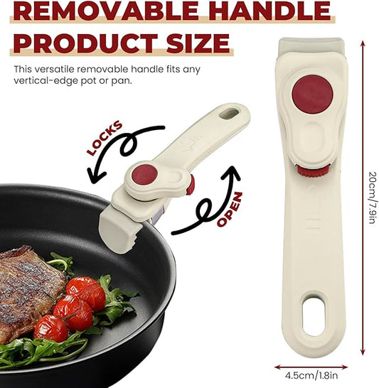 Removable Pot Handle, Detachable Pan Handle, Universal Replacement Handles for Pots and Pans, Fits All Cookware, Heat-Resistant & Non-Slip (Cream White)