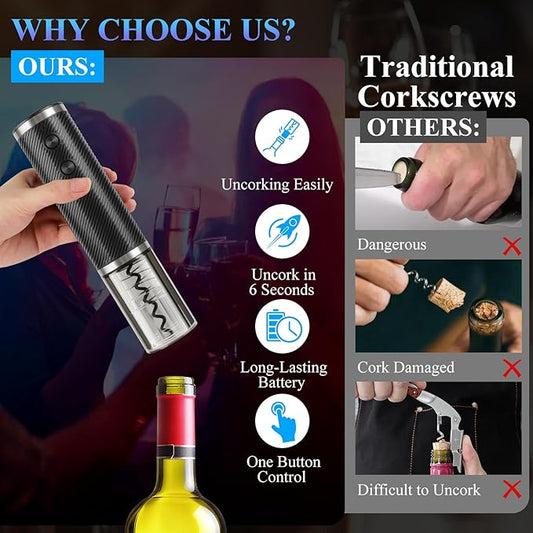 Electric Wine Opener, Rechargeable Automatic Wine Corkscrew with Foil Cutter,Type-C Charging Wine Openers for Home Party