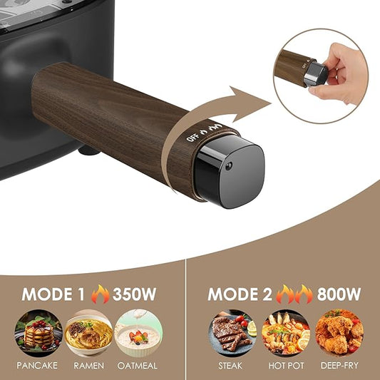 2L Hot Pot Electric with Steamer, Portable Electric Pot with Upgrade Titanium Nonstick Coating for Dorm, Office, Travel, Multi Cooker Pot for Ramen, Soup, Oatmeal (Tongs Included)