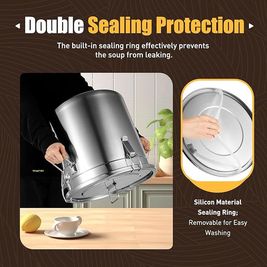 33L Stainless Steel Airtight Canister Rice Cereal Grain Canisters Container Food Oil Sugar Milk Storage Bucket w/Handles+Lid Cylinder Jar for Household Kitchen Bar Restaurants Silver (33L)