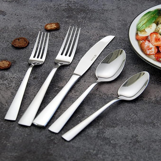 Silverware set, Stainless Steel Flatware Set for 8, 40 Piece Cutlery Set, Forks Knives and Spoons Set, Silver