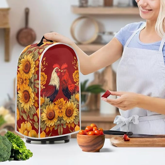 Rooster Blender Dust Cover Bread Maker Toaster Cover Sunflower Kitchen Accessories Small Appliance Cover Dustproof Size M