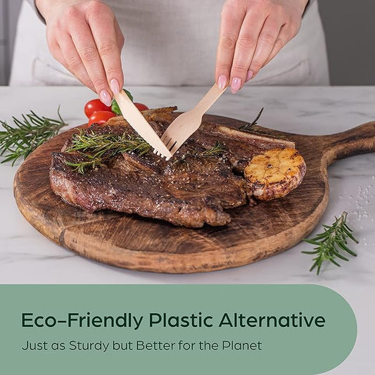 Wooden Disposable Knives - 300 Piece Wood Compostable Knives - Eco-Friendly Biodegradable Utensils for Party - Free From Plastic Cutlery Set - Disposable Cutlery for Eating - Compostable Utensils