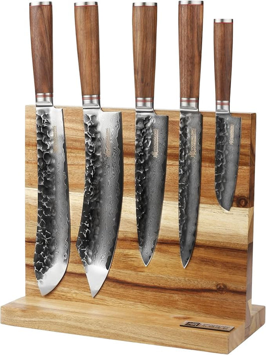 YOUSUNLONG Magnetic Knife Block - Magnetic Knife Holder - Magnetic Knife Stand - Double Sided Magnetic Acacia Wood - Holds 10 inch knives - Large Cutlery Display Stand and Storage Rack