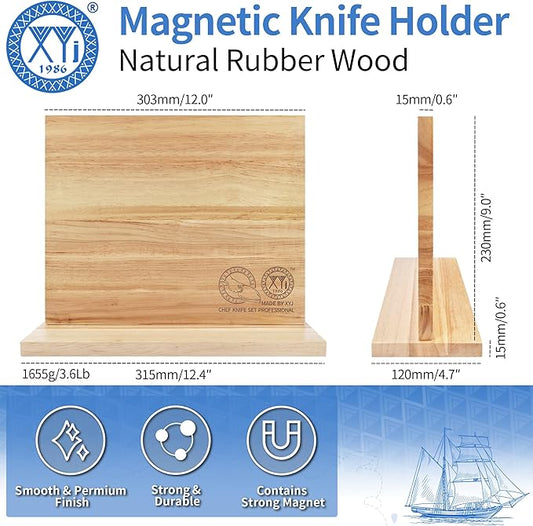 XYJ Magnetic Knife Block,Double-Sided Knife Holder,Knife Block with Strong Magnets,Kitchen Cutlery Display Stand, Knives Storage Rack,Large Capacity, Strongly Magnetic Organizer Tool