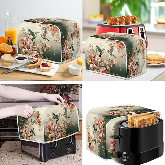 Hummingbirds Kitchen Appliance Dust Cover Set Vintage Flower HUmmingbird Toaster Cover and Blender Dust Cover Bread Maker Protection Case Kitchen Accessories-L