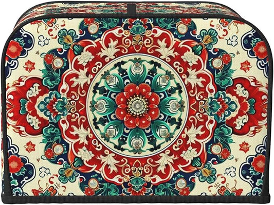 Traditional Retro Pattern Covers for 4 Slice Toasters,Cute Country Bread Machine Cover with Handle,Washable Stain Resistant Kitchen Small Appliance Cover Dining Decor