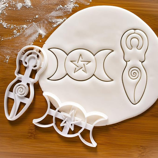 Bakerlogy Set of 2 Goddess Cookie Cutters - Triple & Spiral Goddess Designs, 2 Pieces