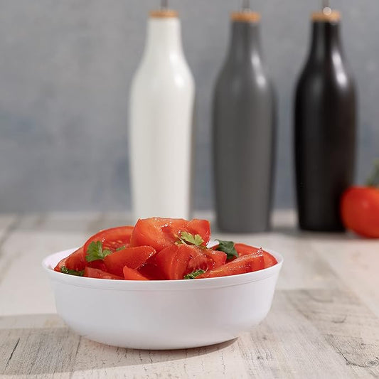 [30 Pack 16 OZ Bowls] Edge Collection White Plastic Party Bowls Premium heavyweight Elegant Disposable Tableware Dishes